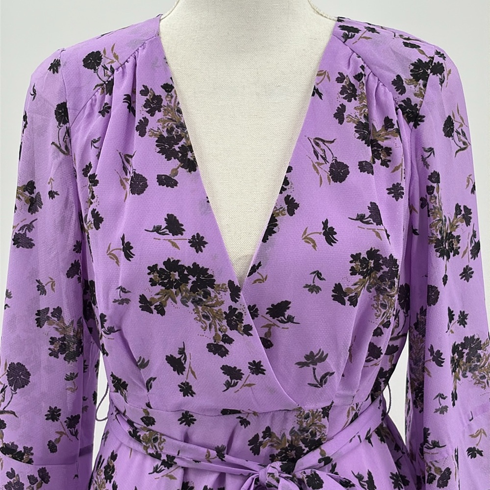 Free People Lilou Floral Fit & Flare Mini Dress in Lavender - Size Medium - Picture 3 of 8